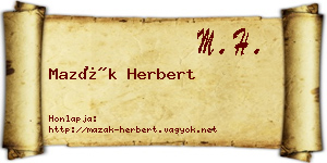 Mazák Herbert névjegykártya